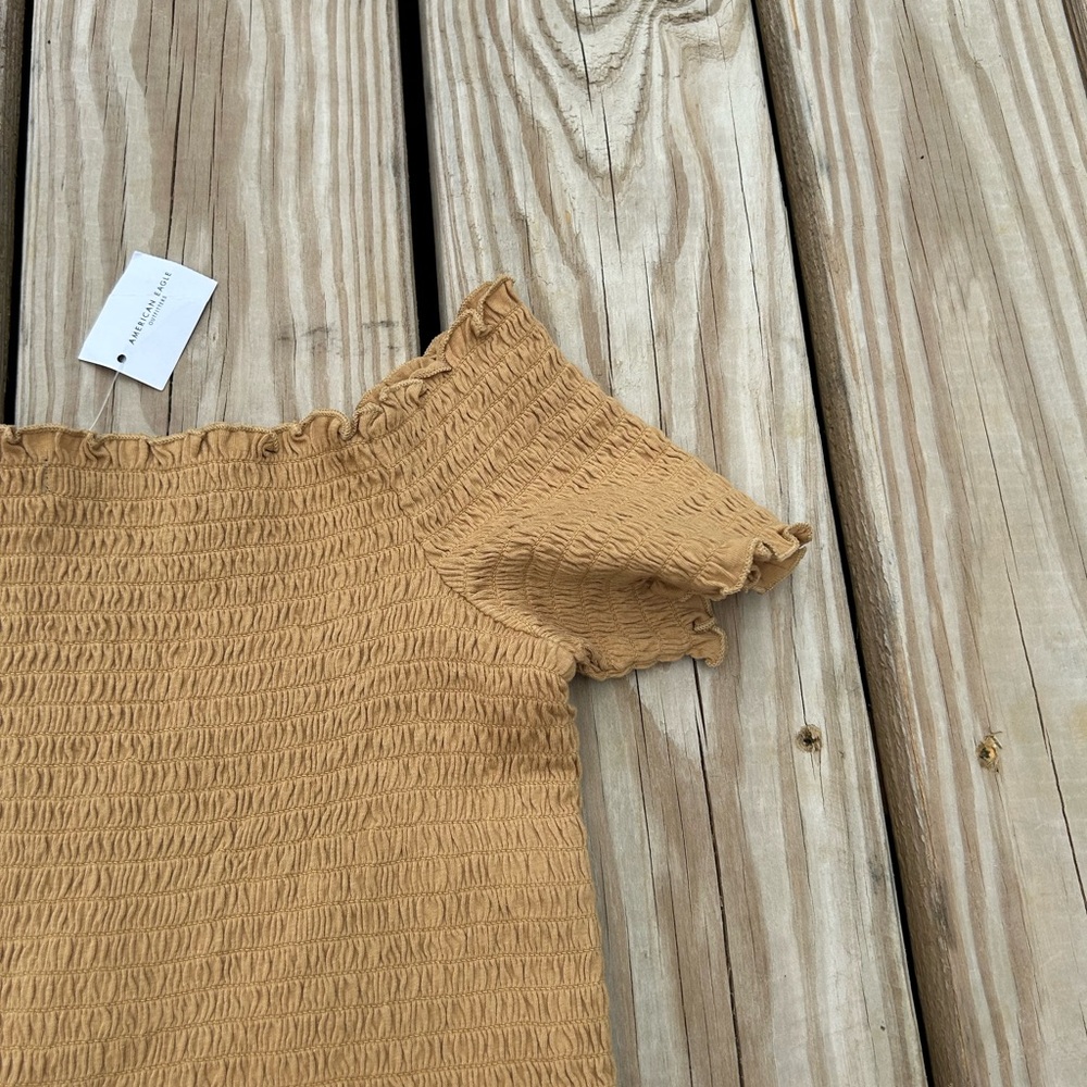 American eagle smocked off the shoulder ruffle top‎ Size Medium New With Tags - Picture 13 of 15